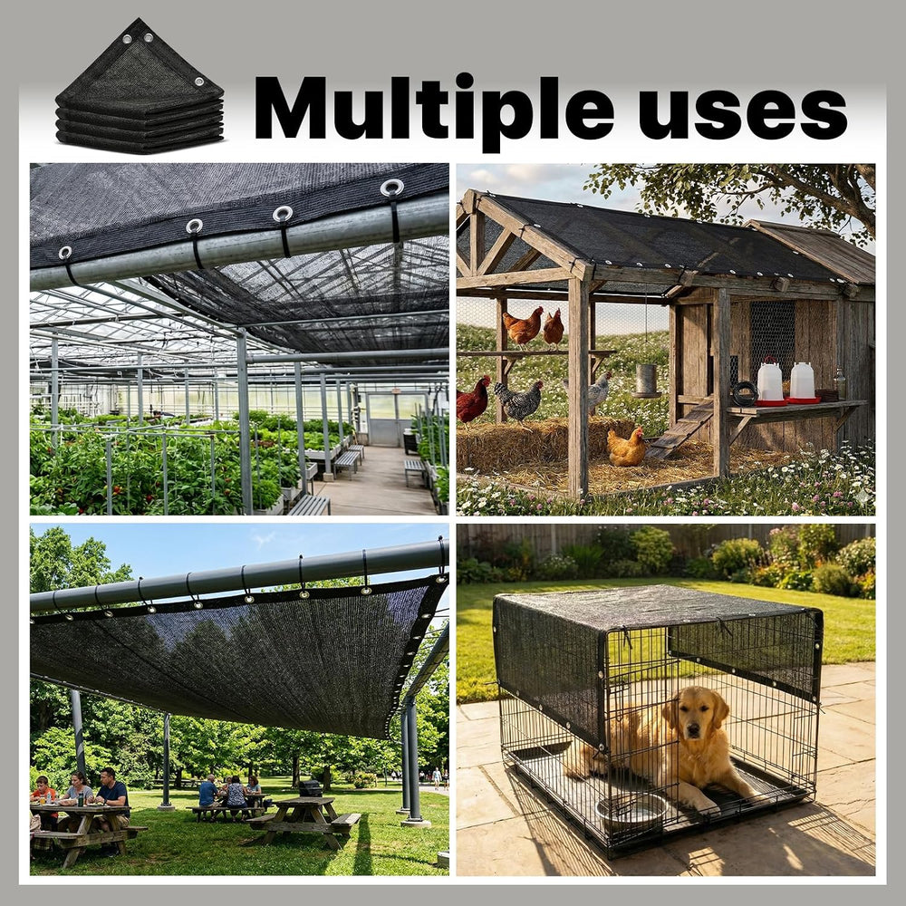 Royal Shade 70% Black Shade Cloth 10FT x 10FT Mesh Tarp with Grommets for Gar...