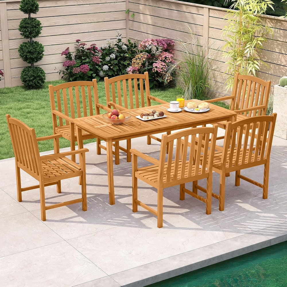 Tangkula Acacia Wood Outdoor Dining Chairs Set of 2