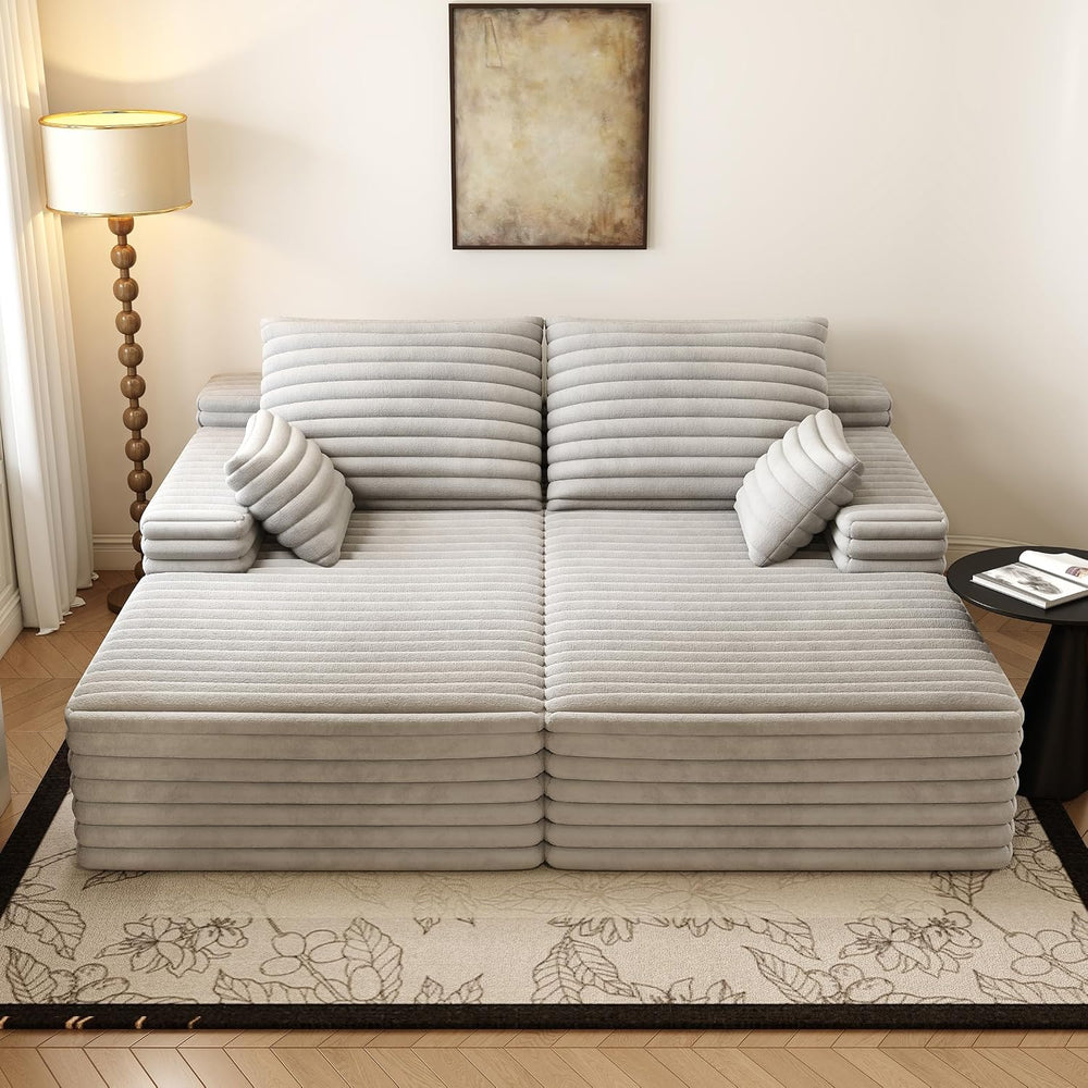 80” Oversized Double Lounge Chaise,Cloud Plush Sofa Bed,Upholstered Boneless ...