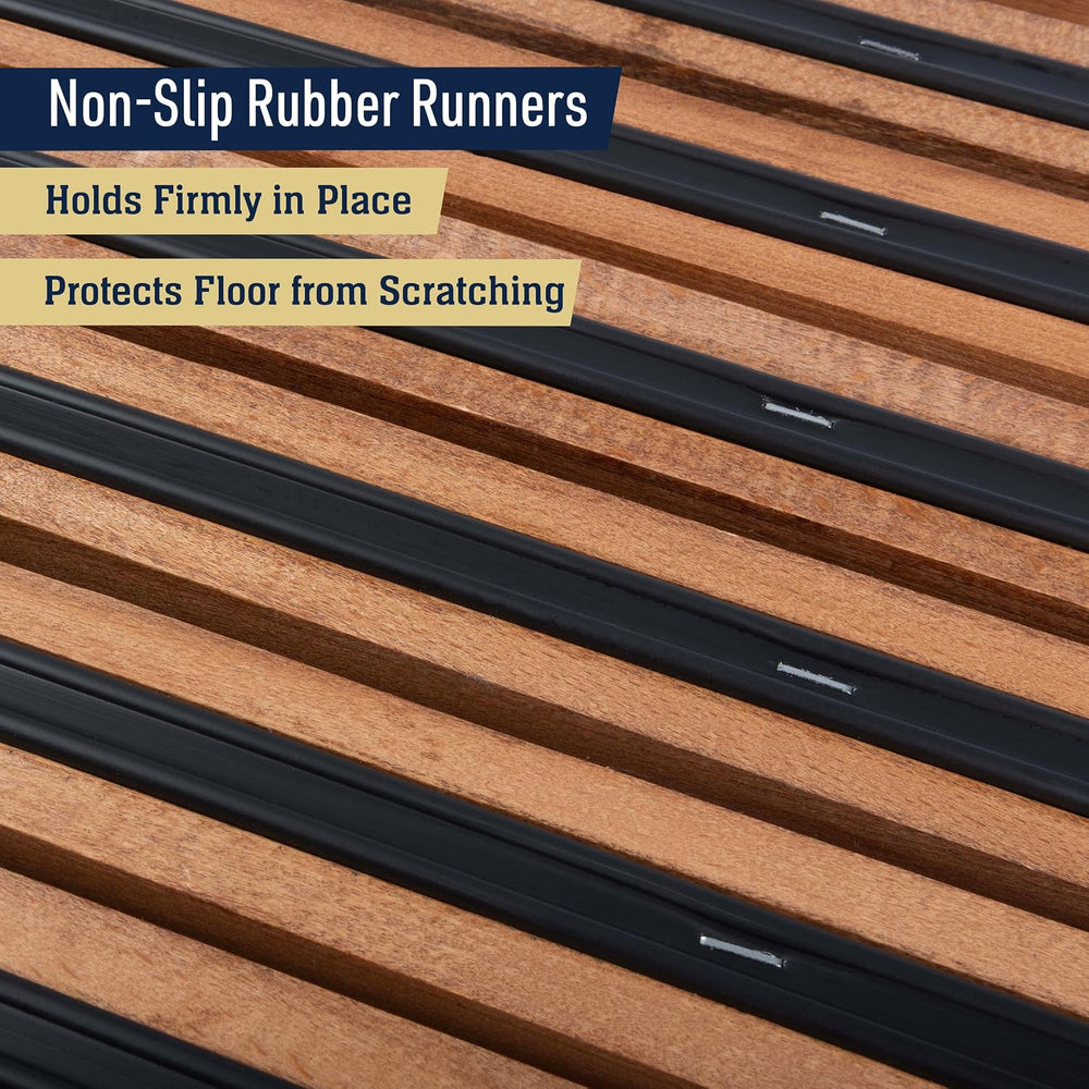 Kings County Tools Wooden Door Mat with Nonslip Rubber Backing, 31.5” x 14”