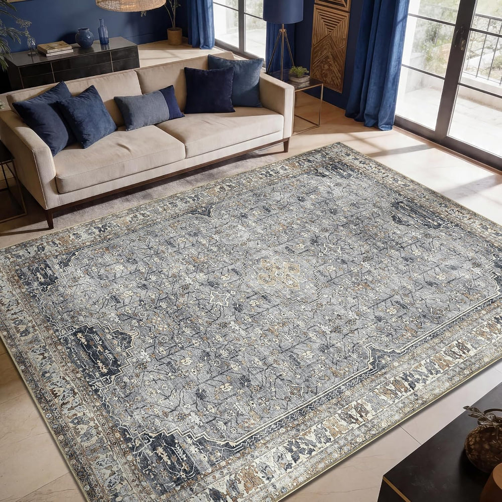Keen Home Design Vintage Washable Area Rug, Non-Slip Low Pile, 8x10