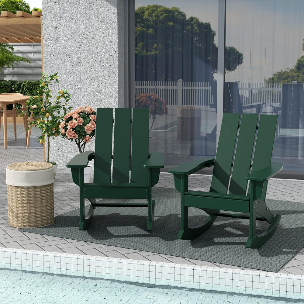 WestinTrends Ashore Patio Rocking Chairs Set of 4, All Weather Poly Lumber Pl...
