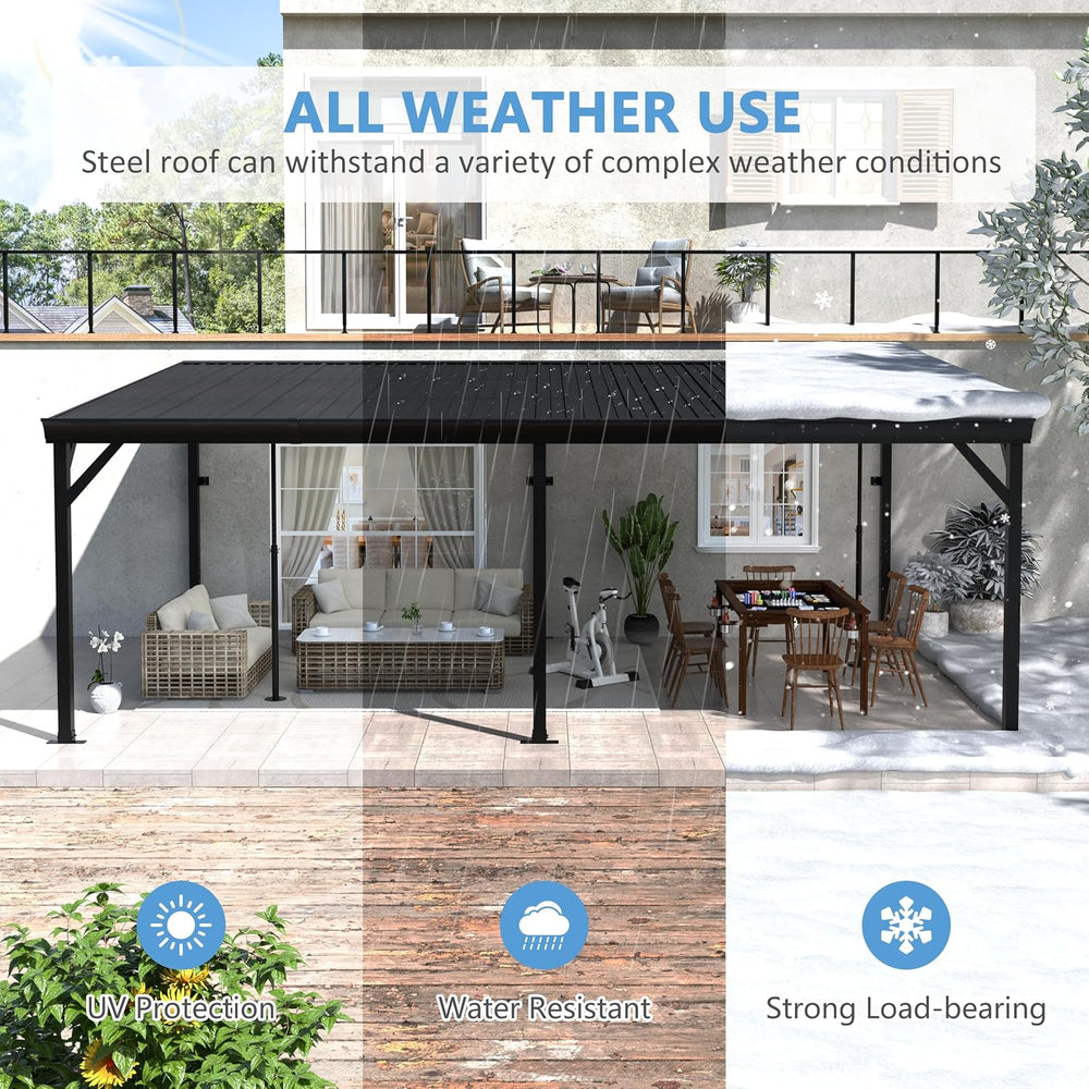 Yardenaler 12x20 FT Wall Mounted Gazebo, Hardtop Lean to Gazebo with Aluminum...