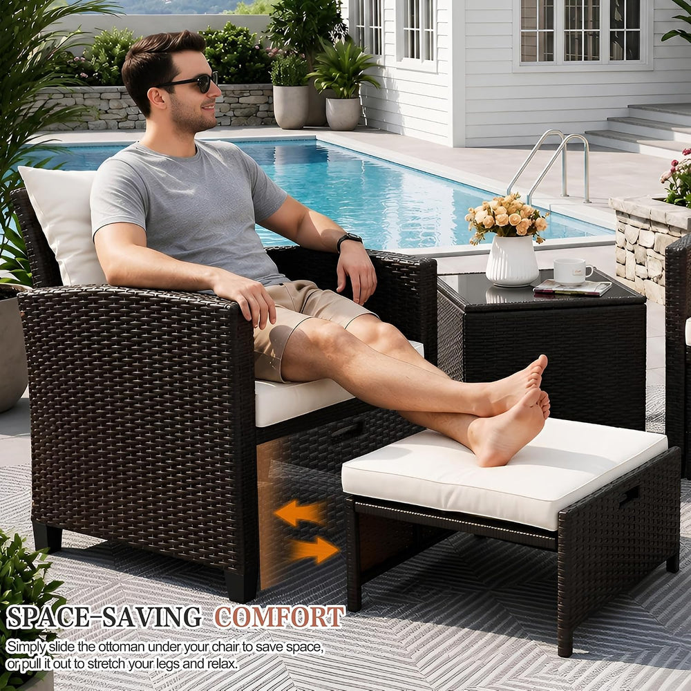 Vongrasig Patio Chair with Ottoman, 5 Pieces Patio Furniture Set Small Balcon...