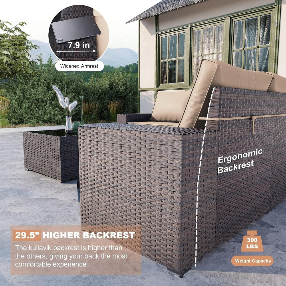 Kullavik 9 Piece Outdoor Wicker Patio Furniture Set with Swivel Chairs