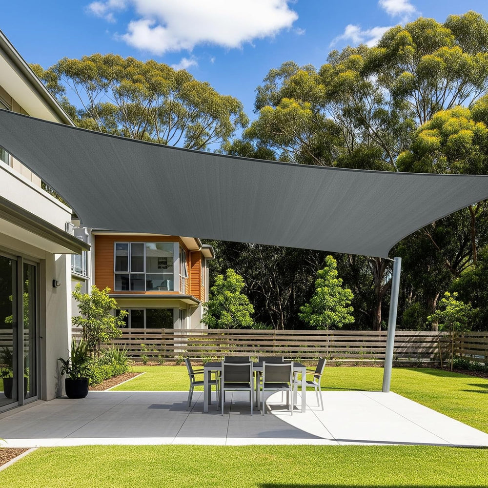 Cool Area Sun Shade Sail for Patio Backyard, Rectangle 12x16ft, Dark Grey