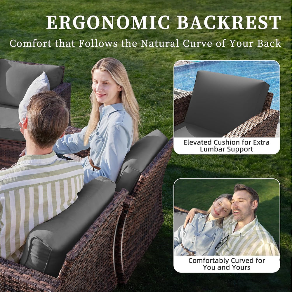 UDPATIO Patio Furniture Set, 5 Pieces Outdoor Conversation Sets with Rocking ...