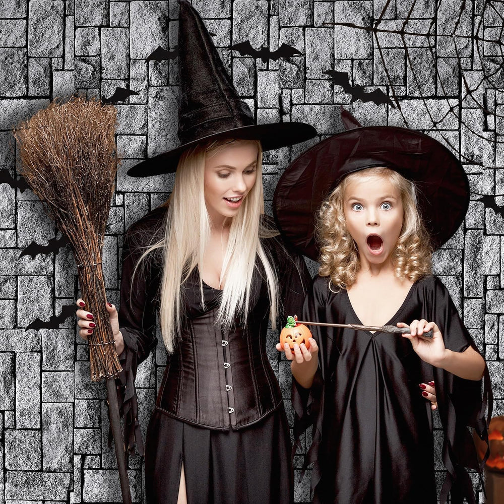 Aneco 120 Ft x 54 Inch Halloween Stone Wall Tablecloth Roll with Cutter Box D...