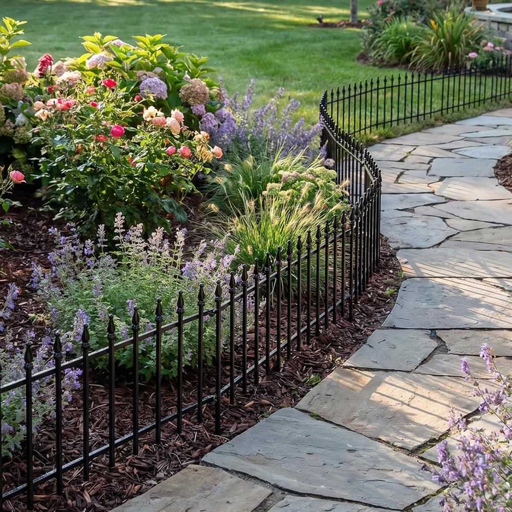 Sunnydaze Decorative Garden Fence Border, 22" W x 18" H, Roman Fini...