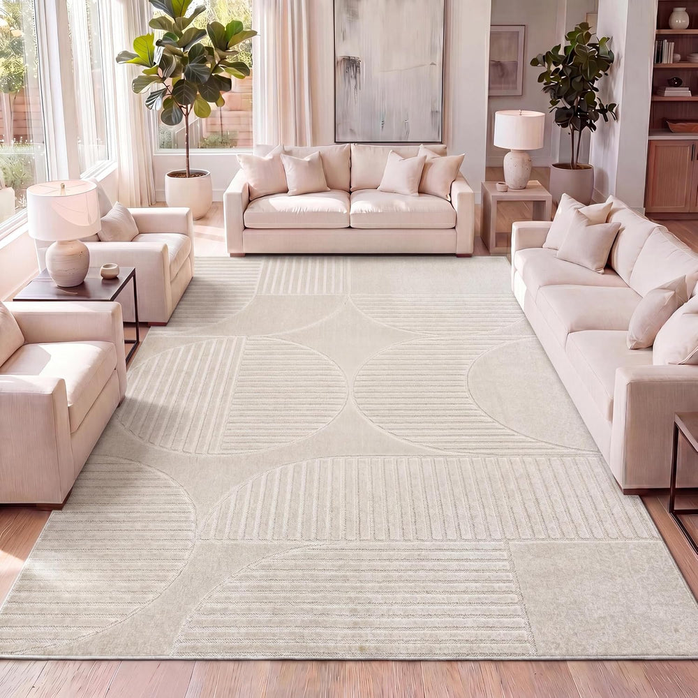 JONATHAN Y Nordby High-Low Arch Striped Ivory/Cream Indoor/Outdoor Area Rug, ...