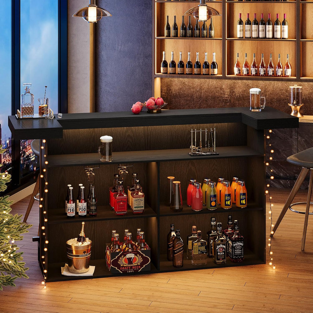 Tribesigns 4-Tier Bar Table, 70.9-Inch Large Home Bar Unit, Black
