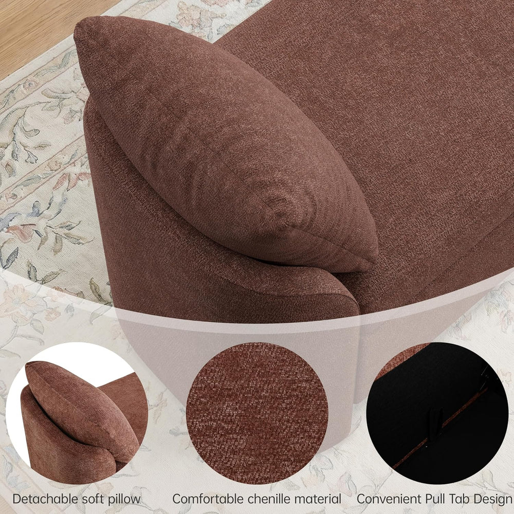 Usaint 58.3" Upholstered Storage Ottoman Bench with 2 Pillows, Rusty Red