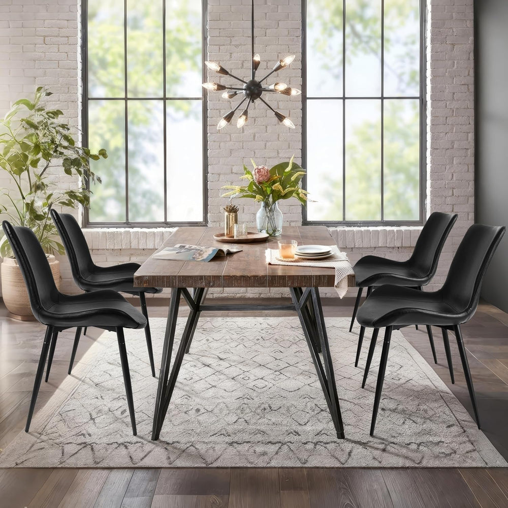 CangLong Modern Dining Chairs Set of 2, Faux Leather Upholstered Armless Acce...