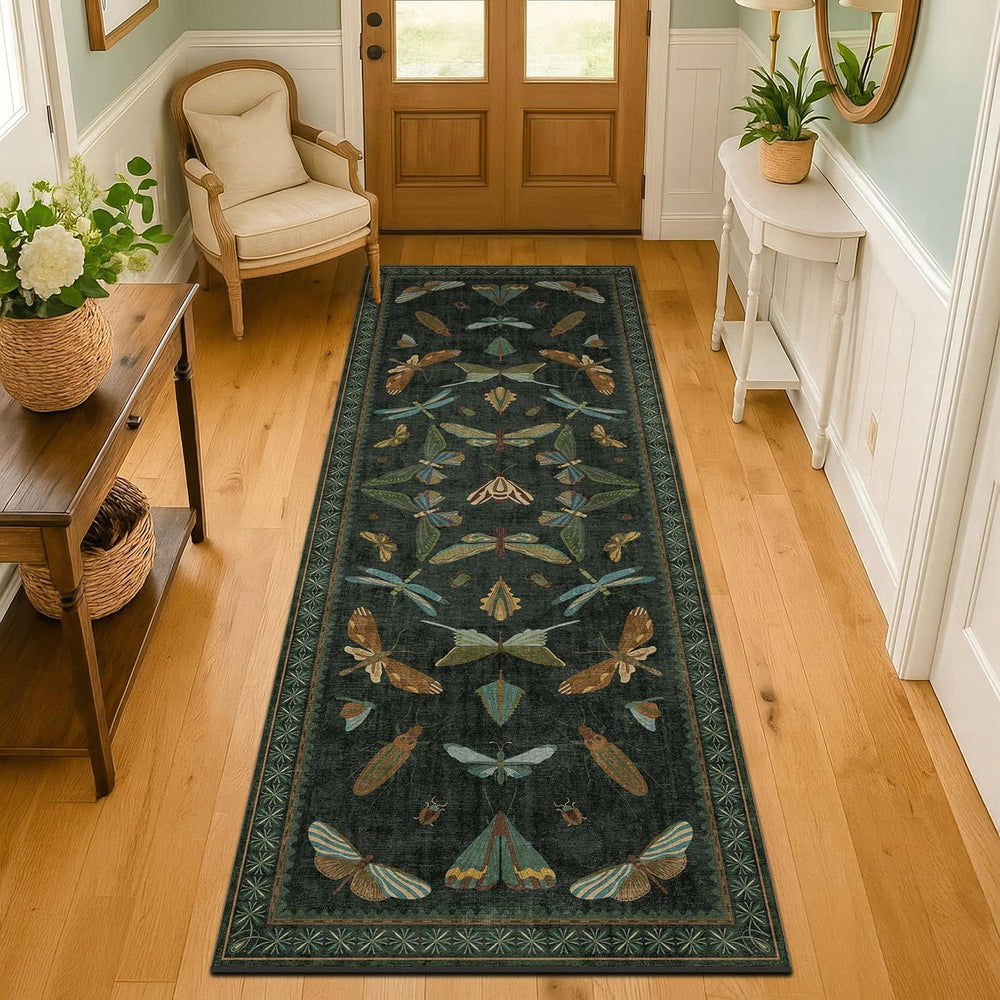 Hazo Haus Washable Insect 2x6 Runner Rug for Hallway- Stain Resistant Kitchen...