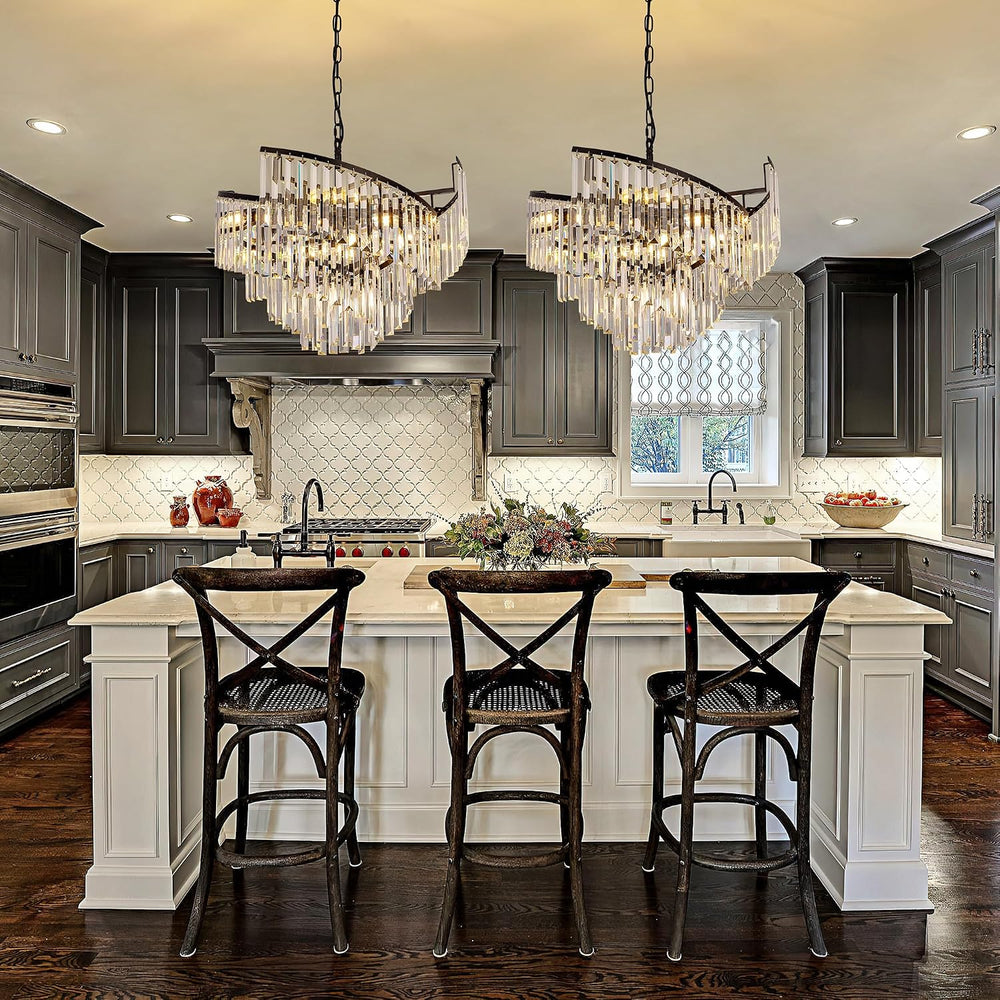 TOCHIC Crystal Chandeliers for Dining Room, 24" Black Crystal Chandelier
