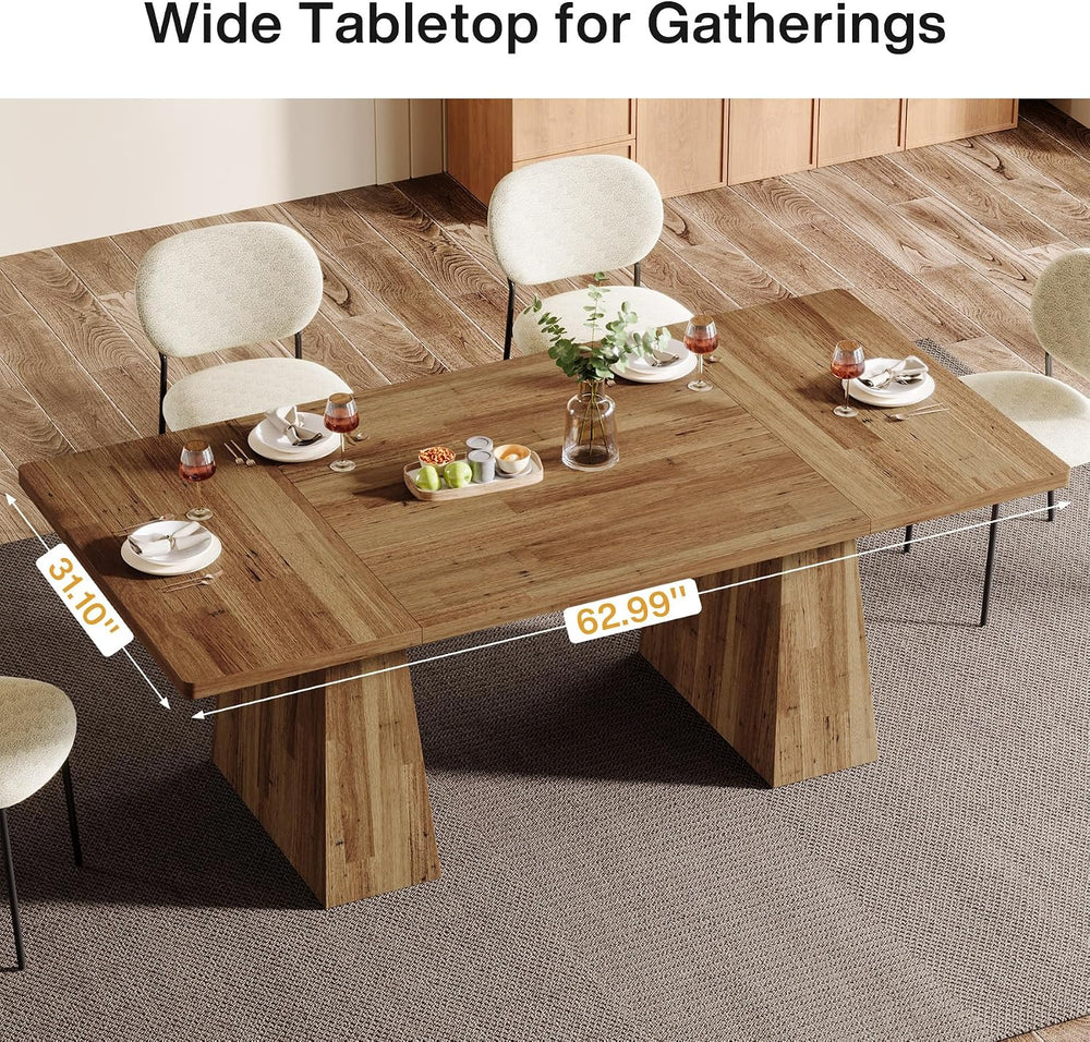 Tribesigns Dining Table for 6, Farmhouse Wood Dinner Rectangular Table Kitche...