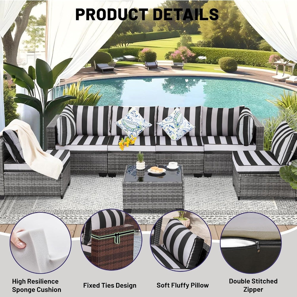 14 Piece Outdoor Sectional Cushions, Water-Resistant Outdoor Sofa Cushions Re...