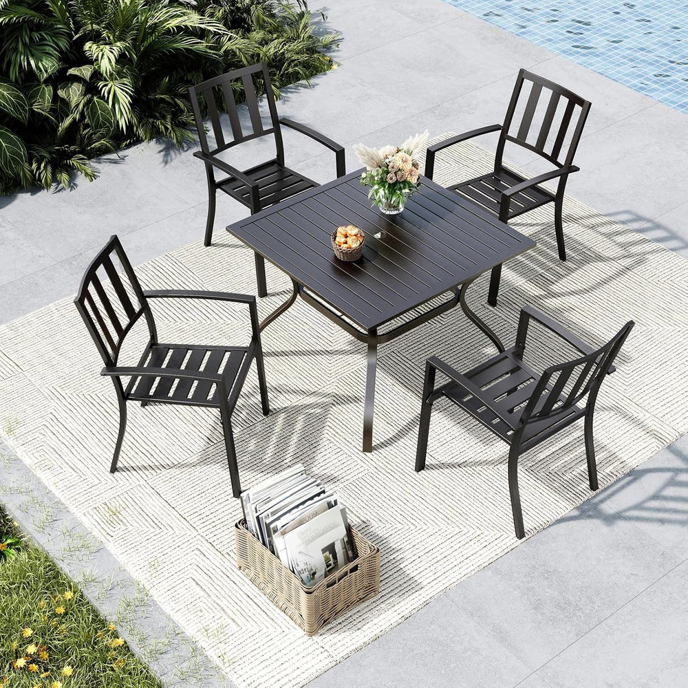MFSTUDIO Outdoor Dining Chairs Set of 4, Metal Patio Chairs for Deck Bistro P...