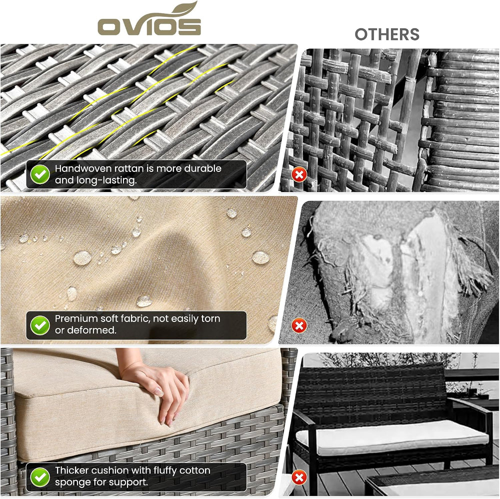ovios 2-Pieces Patio Chairs, Outdoor Wicker Chair of 2, All Weather Modern Hi...