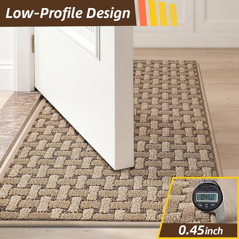 JSEI Dirt Trapper Door Mat 24"x36",Non-Slip Entryway Rugs,Beige