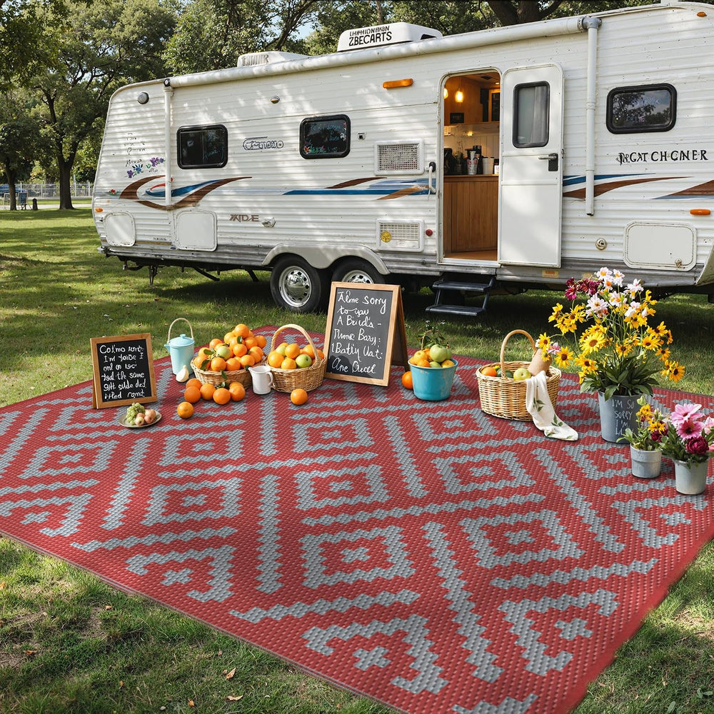 GENIMO Outdoor Rug for Patio Clearance, 8'x10' Reversible Plastic Str...