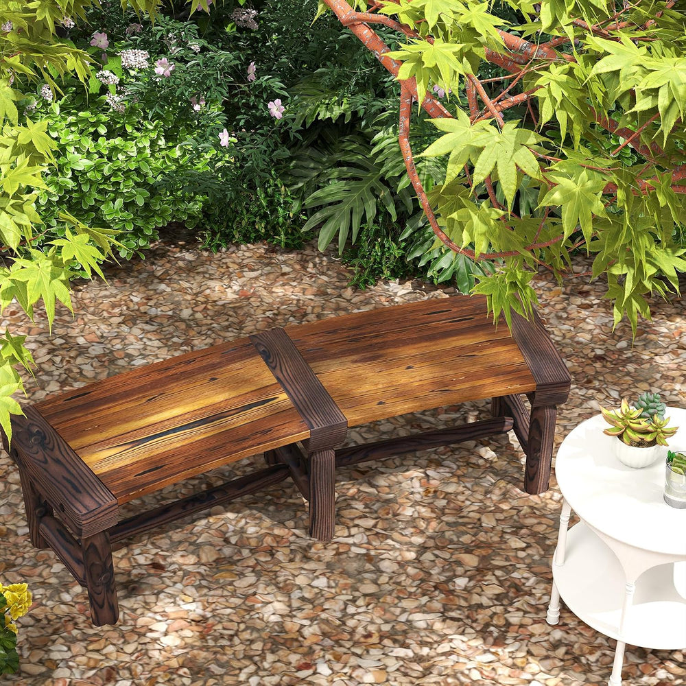 Outsunny Wooden Garden Bench Semicircular Round Outdoor Tree Bench Brown