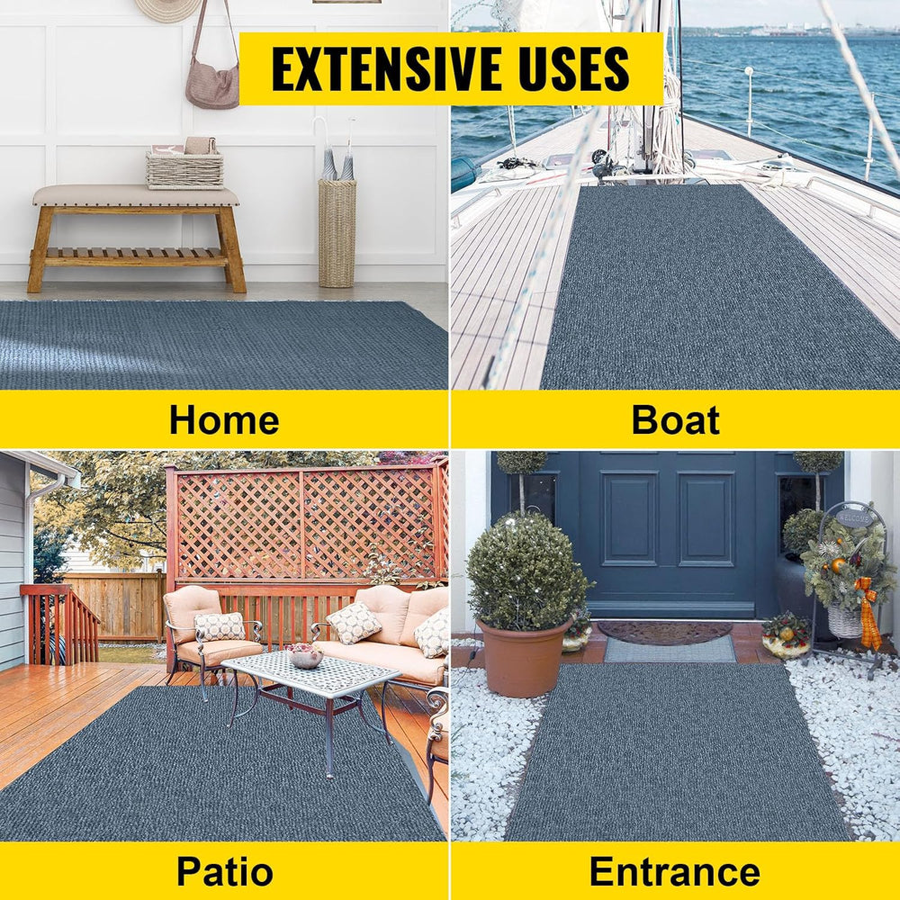 Happybuy 6 ft x 13 ft Gray Marine Boat Carpet Waterproof Indoor Outdoor Rug