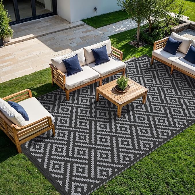 GENIMO Outdoor Rug for Patio Clearance,10x14 Waterproof Large Mat,Reversible ...
