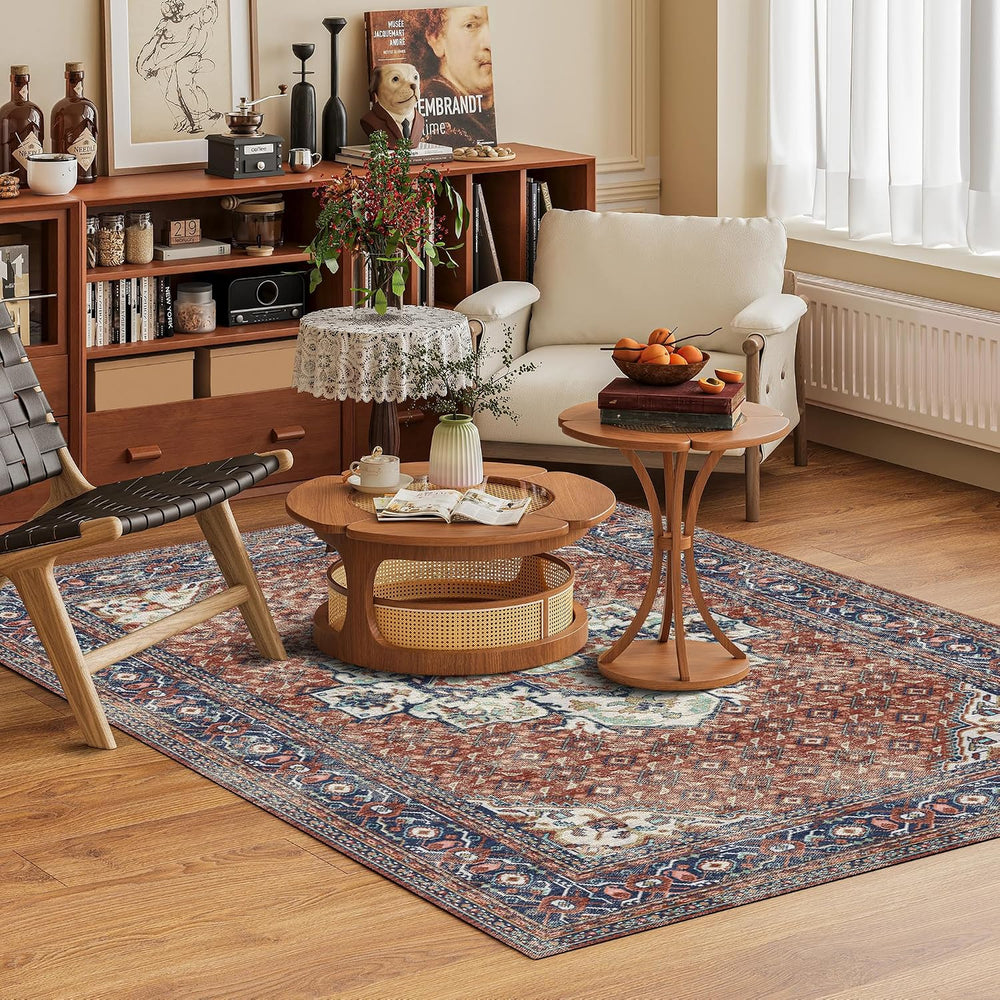 Washable Area Rug 8' x 10' Vintage Traditional Persian Mat - Foldable...