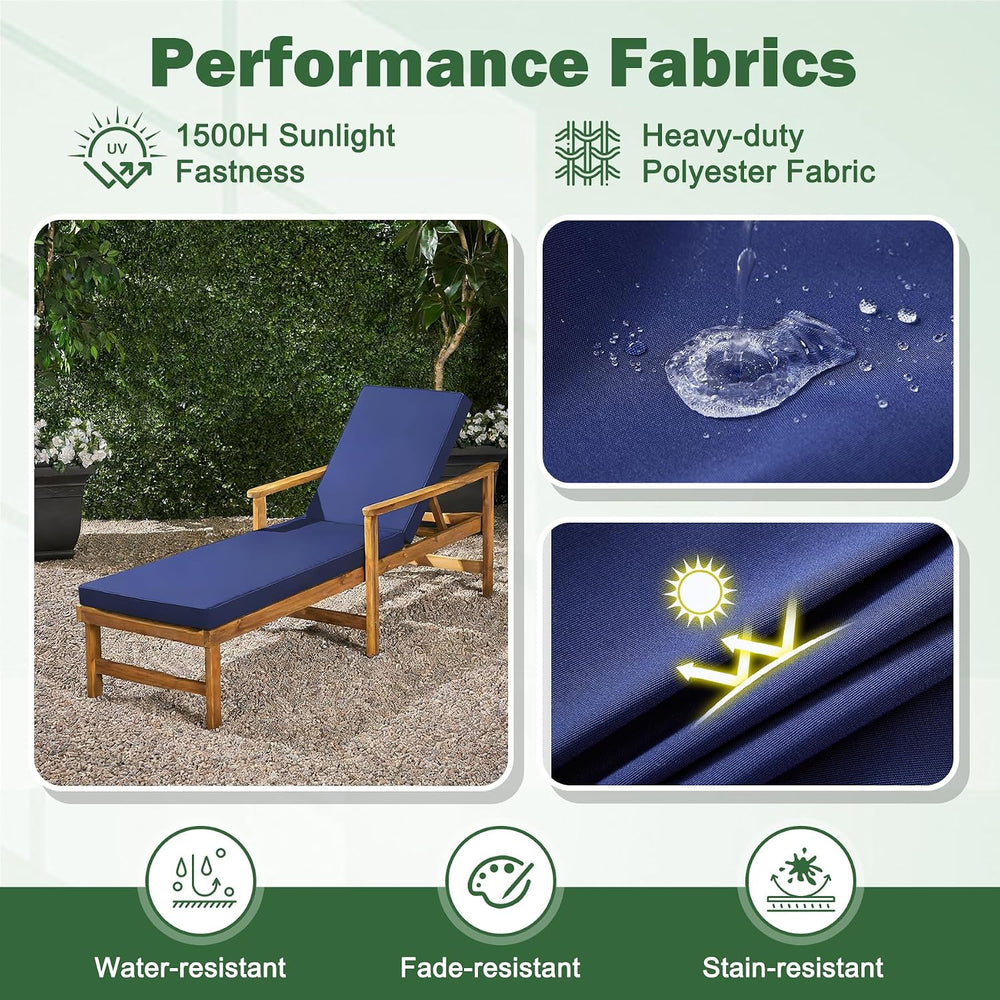 2 Pcs Chaise Lounge Cushions Outdoor, 72x 21x 3 Inch Waterproof & Fade-Re...