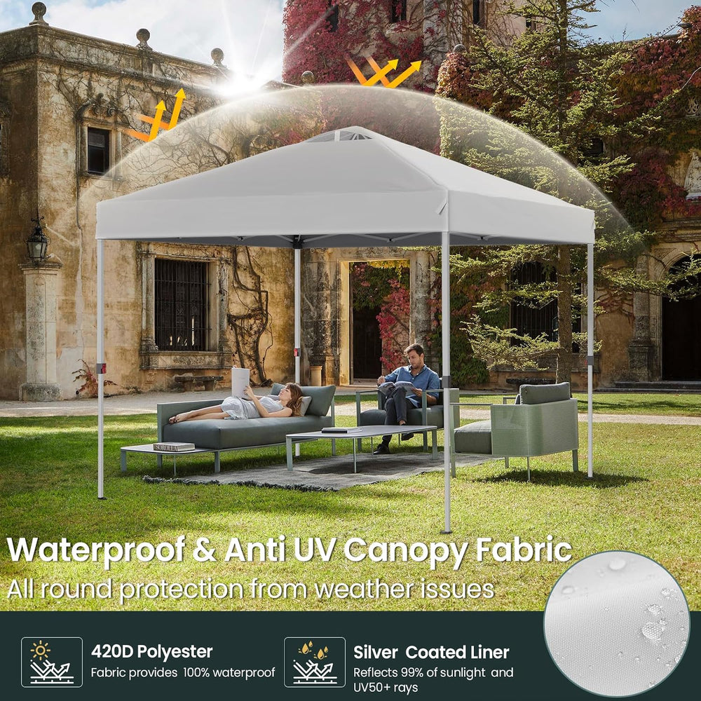 Shades 10x10 Pop Up Canopy with One Push Setup,Heavy Duty Beach Tent with Whe...