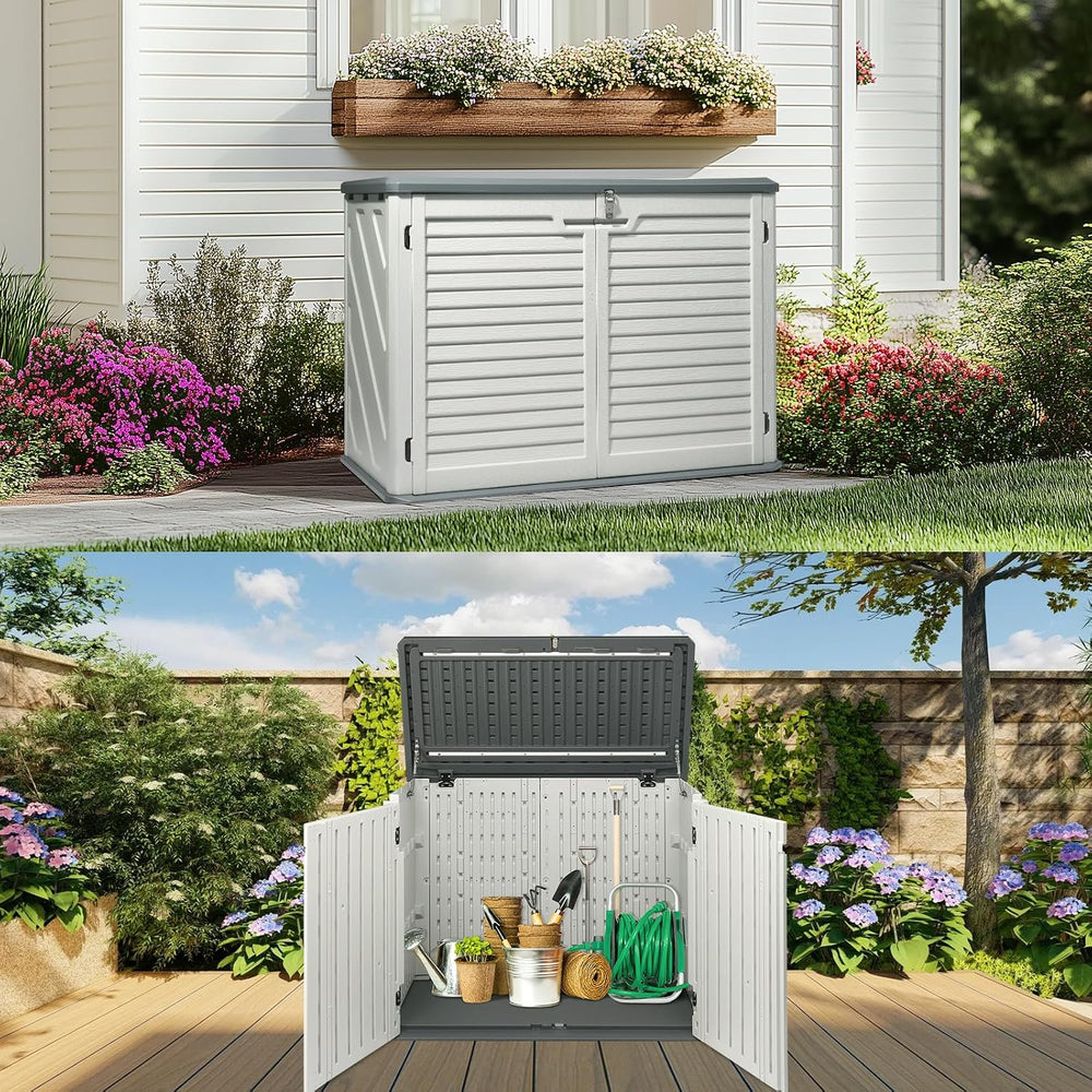 VINGLI Upgraded 31.5 Cu.ft Plastic Outdoor Storage Shed White