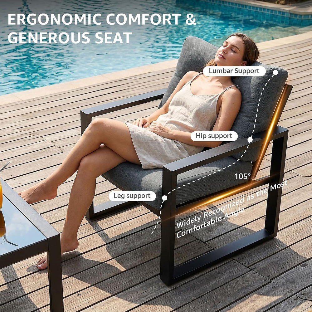 NATURAL EXPRESSIONS 4 Pieces Patio Furniture Sets, Modern Metal Patio Set