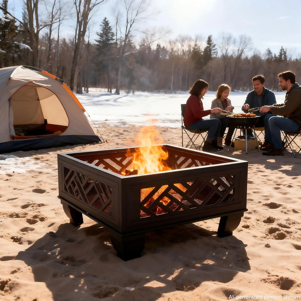 Breezz Wood-Burning Fire Pit with Grill, 26 in