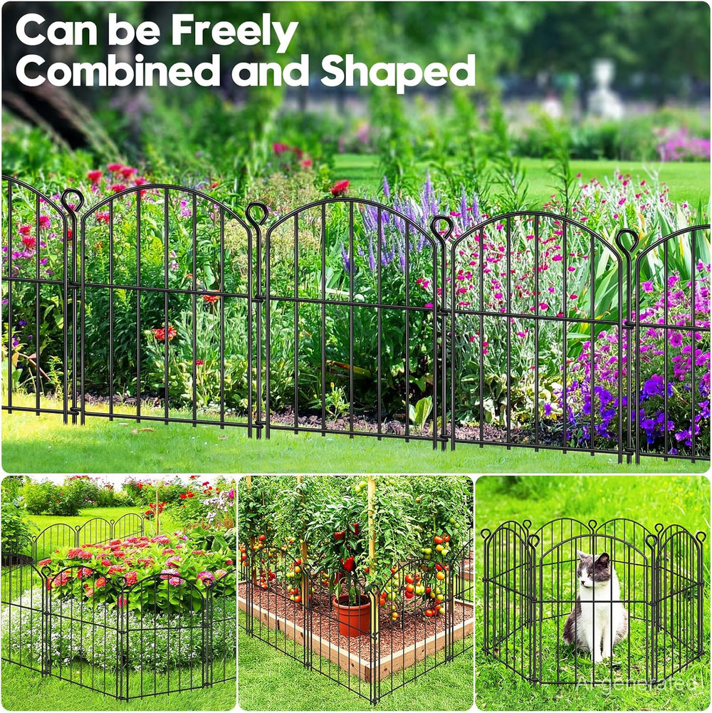 Decorative Garden Fence 17in (H) x15ft (L),Arched Rustproof Metal No Dig