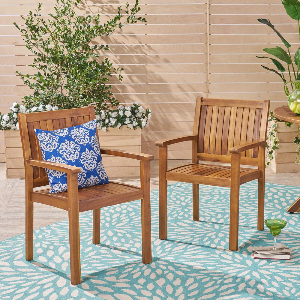 Christopher Knight Home Teague Outdoor Acacia Wood Dining Chairs (Set of 2), ...