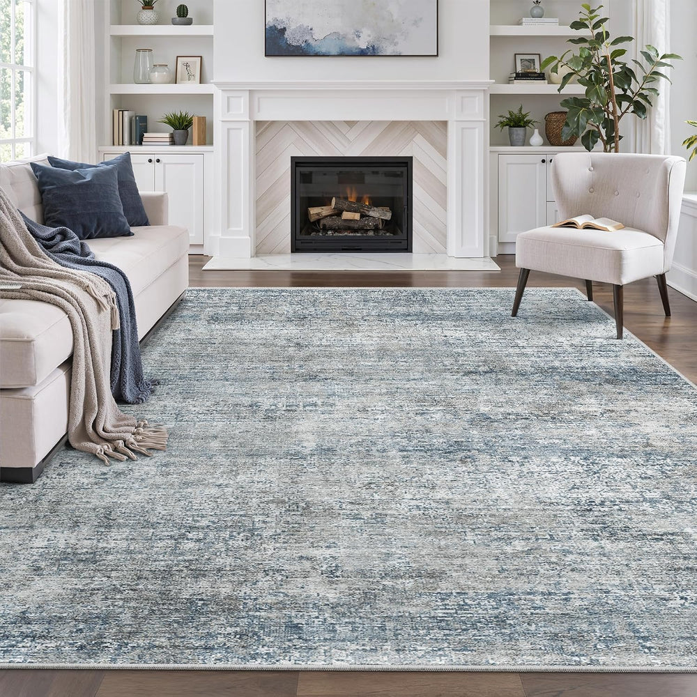 Cochyean 6x9 Area Rugs for Living Room Abstract Washable Rug, Blue Gray