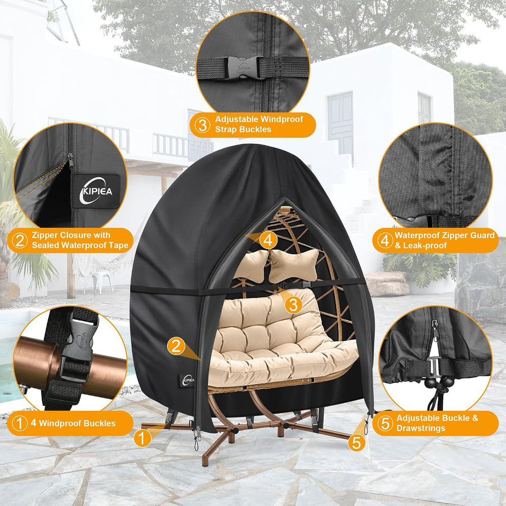 Kipiea Patio Egg Chair Covers Waterproof, 500D Upgraded Outdoor Hanging Egg C...