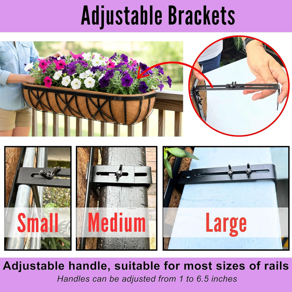 LaLaGreen 24 Inch, 2 Pack Railing Planters with Adjustable Mounting Brackets ...