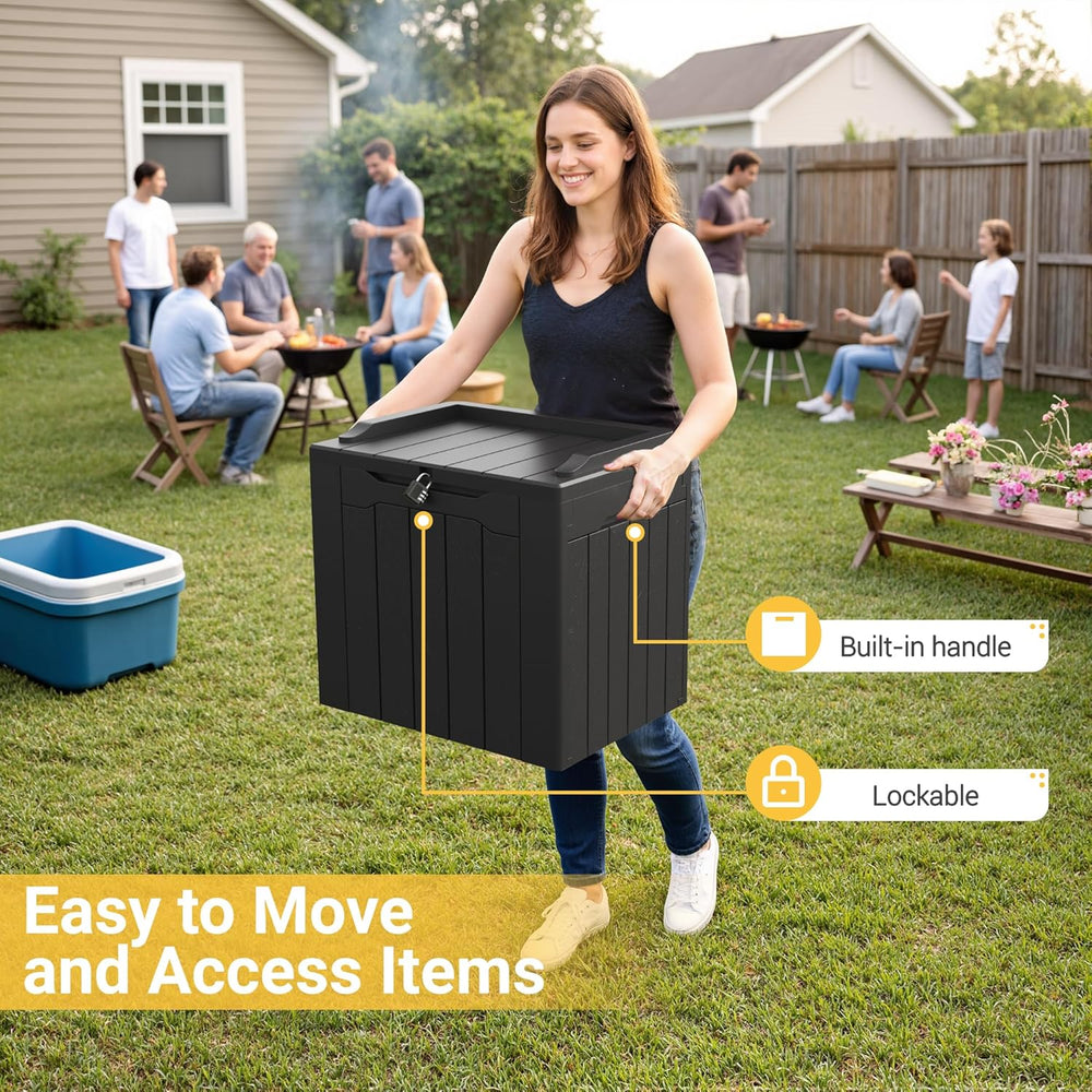 Greesum Outdoor Storage Box 31 Gallon Storage Box with Lid for Patio Furnitur...