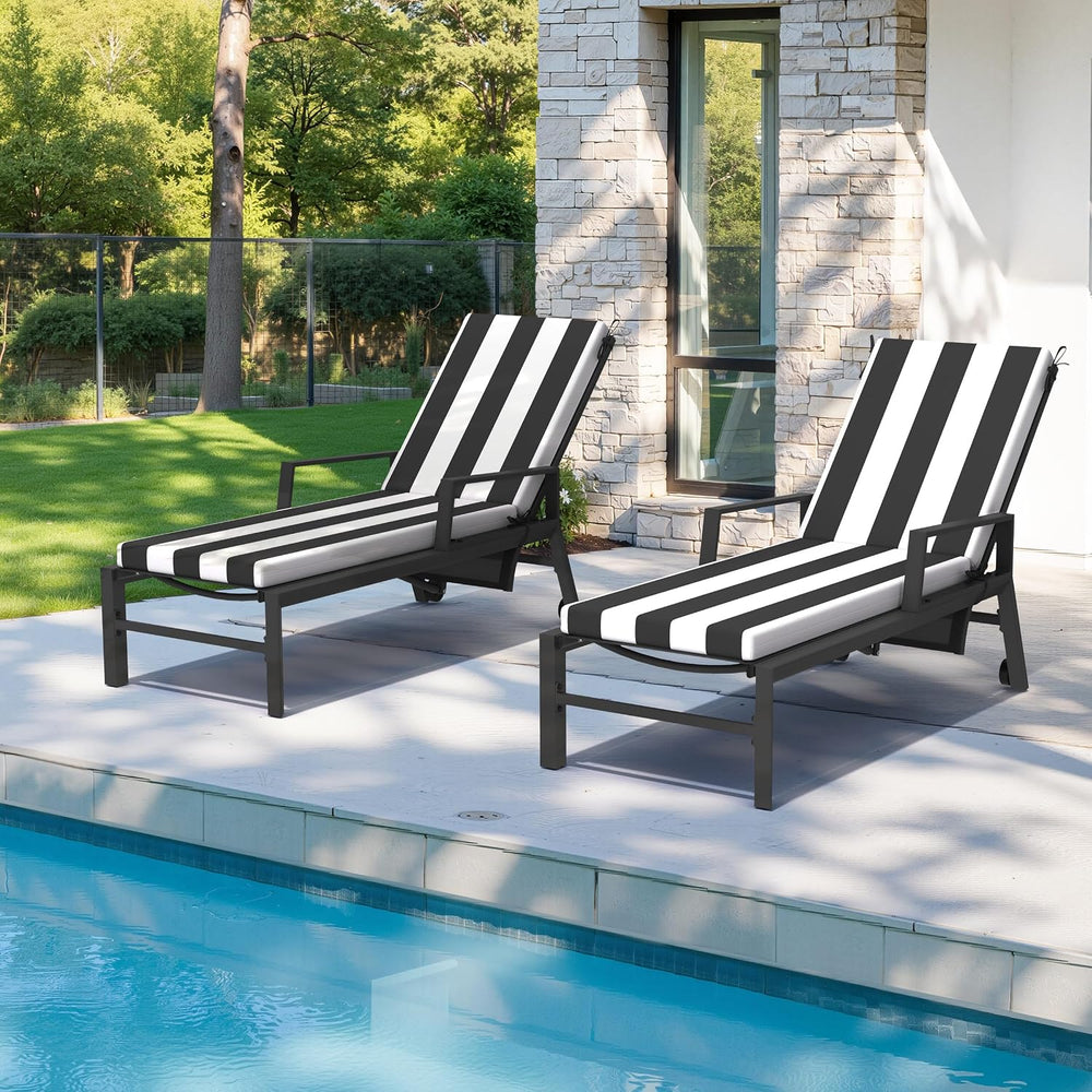 Crestlive Chaise Lounge Cushions Outdoor Set of 2, 72"x21", Water R...