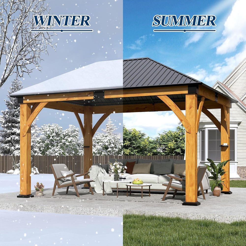 COVERONICS 11FT x 13FT Outdoor Spruce Wood Gazebo