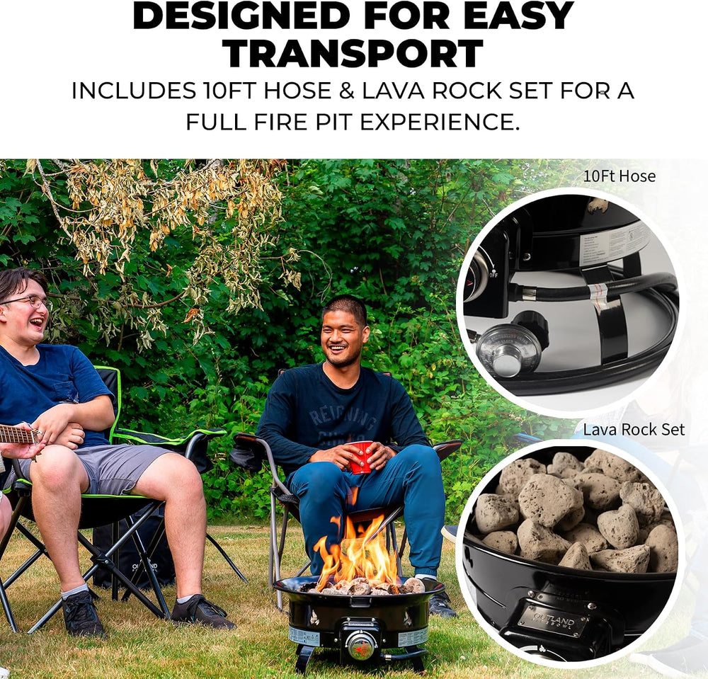 Outland Living Portable Propane Fire Pit, 19-inch, 58,000 BTU Smokeless Gas F...