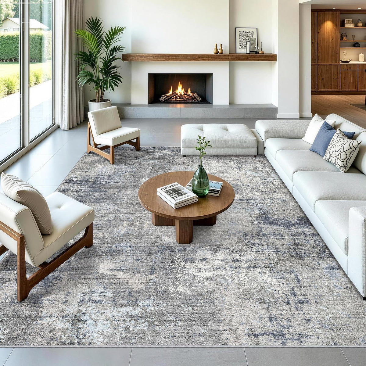 10x14 area rug for living room, washable modern, main product view