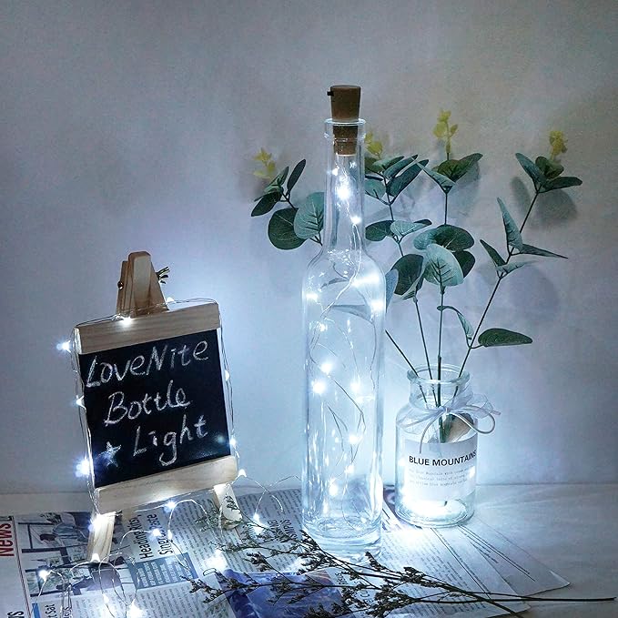 Wine Bottle Lights with Cork, Battery Operated 30 Pack 20 LED Cork Shape Silv...