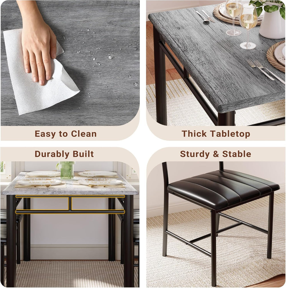 IRONCK Dining Table Set for 4, Grey