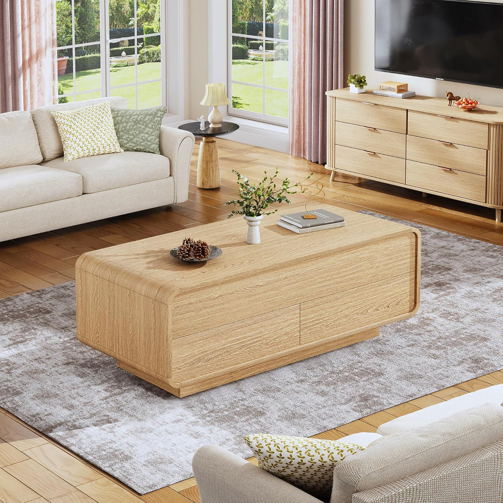 HUAHUU Lift Top Coffee Table with Storage, 2-Tier Center Table with 2 Drawers...