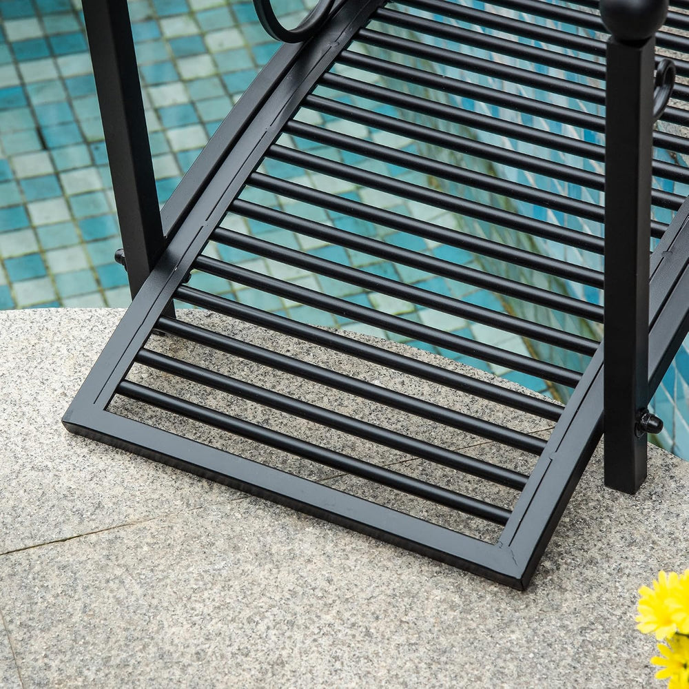Outsunny 3.3FT Metal Arch Zen Garden Bridge with Safety Siderails Black
