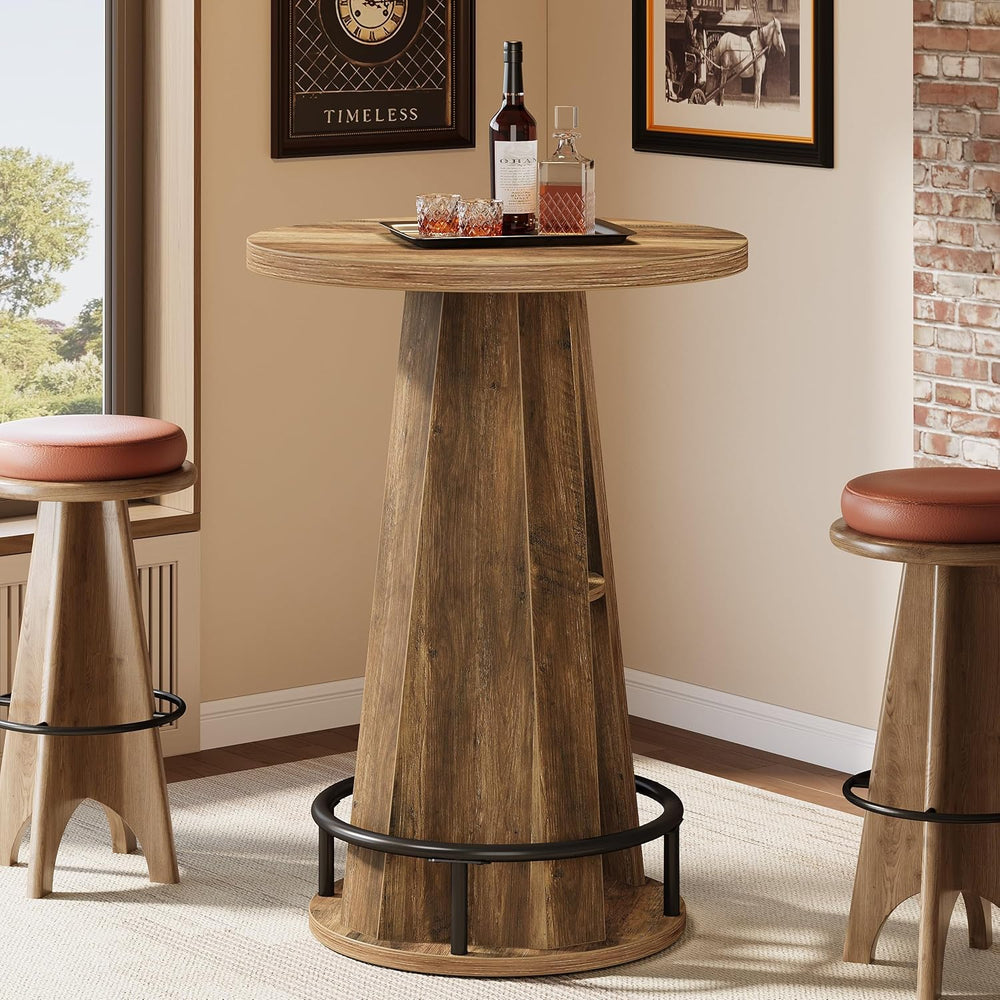 Tribesigns Round Bar Table, 39.4" H High Top Bistro Table with Storage, ...