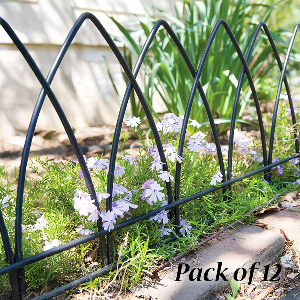 Panacea 89523 Gothic Arch Border Fence, Black, 15" H, Pack of 12